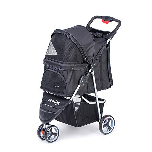 comiga Pet Stroller, 3-Wheel Cat Stroller, Foldable Dog Stroller