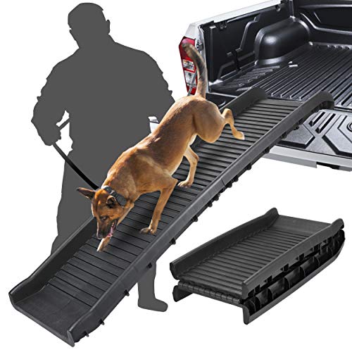 BBBuy 62 Inches Foldable Pet Ramp Dog and Cat Safety Bi-fold Ramp Ladder Portable Travel for Cars, Trucks, SUVs, Doorstep or Bed