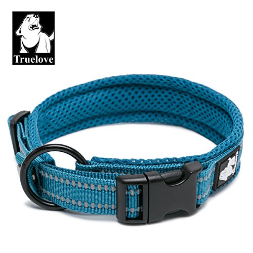 TRUE LOVE Dog Collar Reflective Premium Duraflex Buckle,High Grade Nylon Webbing No Choke Basic Collars Truelove TLC5011(Blue,XS)