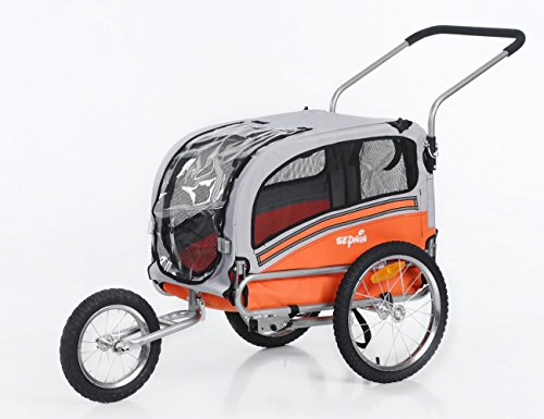 Sepnine & Leonpets pet Carry of 2 in1 pet Dog Bike Trailer Bicycle Trailer and Stroller Jogger 20303 (Orange/Grey)