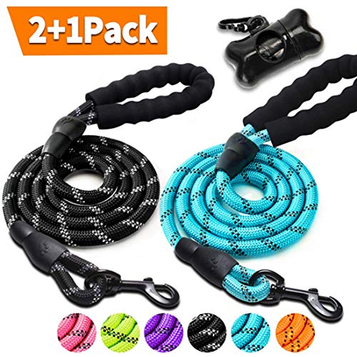 DOYOO 2 Pack Dog Leash 5 FT Thick Durable Nylon Rope with Padded Handle