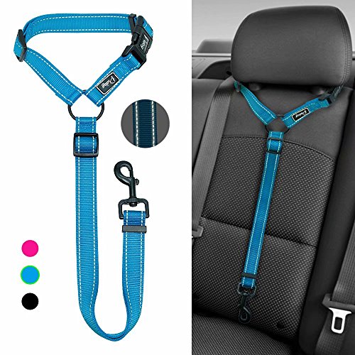 Didog Dog Vehicle Car Seat Belt Harness for Car Travel,Adjustable Dog Leashes Fit Small Medium Large Dogs,Blue