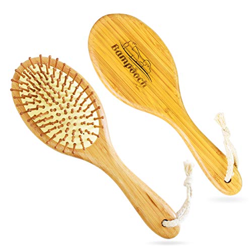 Bampooch Bamboo Dog and Cat Brush - Rounded Bristles, Natural Rubber