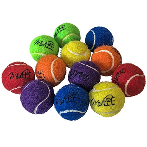 Mini 1.5" Dog Tennis Balls with Squeaker- Set of 12 Solid Colors