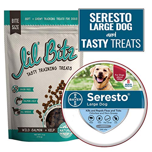 Seresto Flea and Tick Collar for Large Dogs + Lil' Bitz Salmon and Kelp Natural
