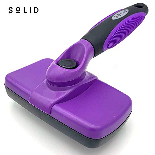 SoLID (TM Self Cleaning Slicker Brush Shedding Grooming Tool for Dog Cat