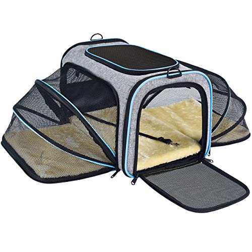 OMORC Pet Carrier Airline Approved, Expandable Foldable Soft-Sided Dog Carrier