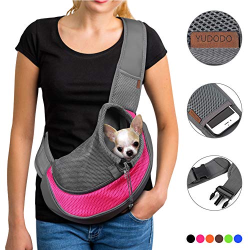 YUDODO Pet Dog Sling Carrier Breathable Mesh Travel Safe Sling Bag Carrier