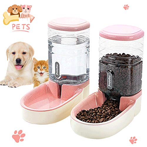Lucky-M Pets Automatic Feeder and Waterer Set,Dogs Cats Food Feeder and Water