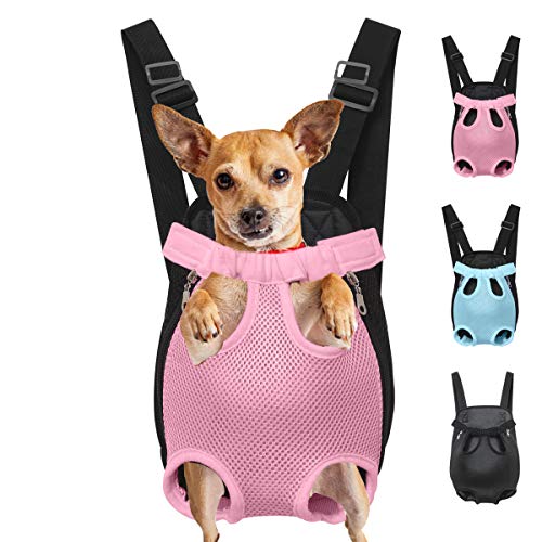 Henkelion Dog Carrier Backpack Front Pack, Pet Carrier Back Pack for Small Medium Cat Puppy Doggie, Dog Body Carrying Bag Sling Backpack, Dog Treat Holder for Chest - Pink - Medium