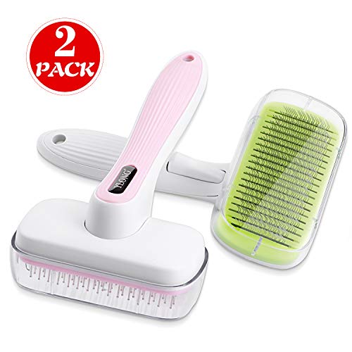YLONG Pet Grooming Brushes Set Self-Cleaning Slicker Brush and Massage Brush