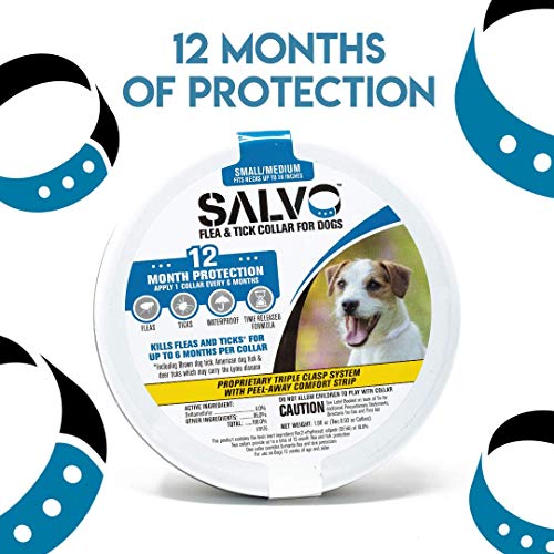 SALVO Flea and Tick Waterproof, Durable Collar for Dogs, Small/Medium