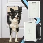 lesotc 2 Ways Locking Dog Door for Exterior Doors,Medium Large Sliding Doggie