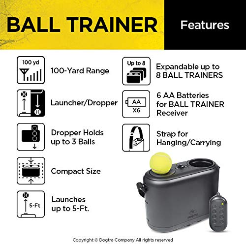 Dogtra Ball Trainer Replaceable Battery 100-Yard Dual-Function Launcher/Dropper for Immediate Reward Training