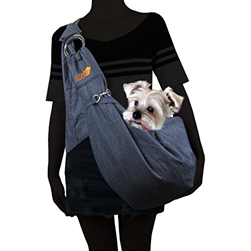 Alfie Pet - Chico 2.0 Revisible Pet Sling Carrier with Adjustable Strap - Color: Denim and Brown