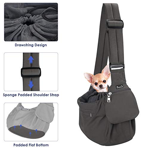 SlowTon Pet Sling Carrier, Comfortable Hard Bottom Support Small Dog Papoose