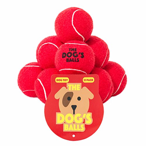 The Dog's Balls, Dog Tennis Balls, 12-Pack Red Dog Toy, Premium Strong Dog