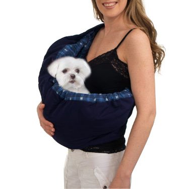OrgMemory Pet Sling Carrier, Adjustable Sling Bag, Small Dog Cat Outdoor Shoulder Carrier Bag (Blue Plaid)