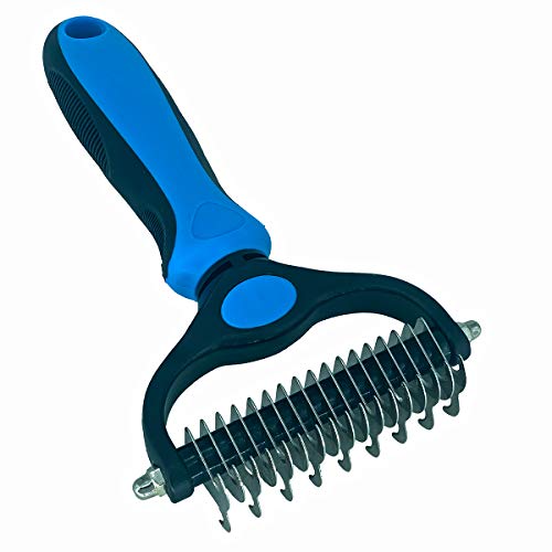 Pet Grooming Tools Dematting Brush,2 Sided and Safe Undercoat Rake