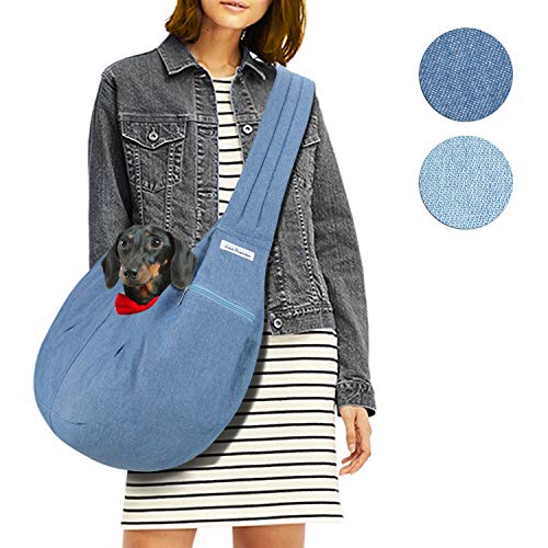 LincaPenneton Stylish Denim Pet Sling Dog Carrier Shoulder Bag Breathable