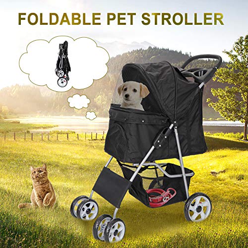 Nova Microdermabrasion Foldable Pet Dog Stroller for Cats and Dog Four Wheels