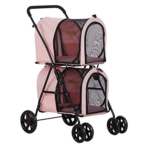 VIAGDO Double Pet Stroller for Small Medium Dogs & Cats