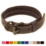 Logical Leather Padded Dog Collar - Best Full Grain Heavy Duty Genuine Leather Collar - Brown - Small