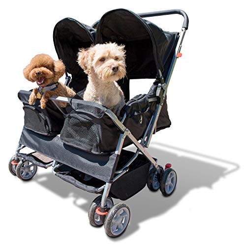 Paws & Pals Double Pet Stroller - 4 Wheels Lightweight Two Puppy