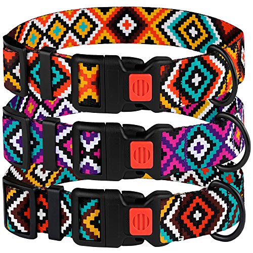 CollarDirect Aztec Dog Collar Adjustable Nylon Tribal Pattern Geometric Pet Collars for Dogs Small Medium Large Puppy (Tribal Magenta, Neck Fit 10"-13")