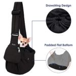 Lukovee Pet Sling Carrier, Dog Papoose Hand Free Puppy Cat Carry Bag with Bottom Supported Adjustable Padded Shoulder Strap and Bag Opening Front Zipper Pocket Safety Belt for Small Dogs (Black)