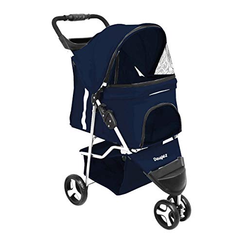 Magshion Premium Quality Pet Cat Dog Stroller Travel Carrier Light Weight (Navy Blue)