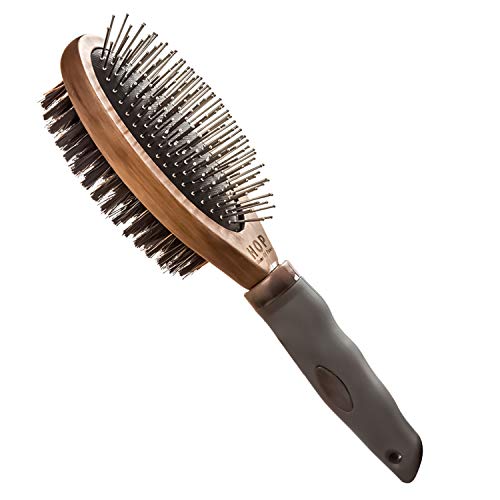 Dog Brush for Grooming, Double Sided Pin&Bristle Brush Removing Shedding Hair