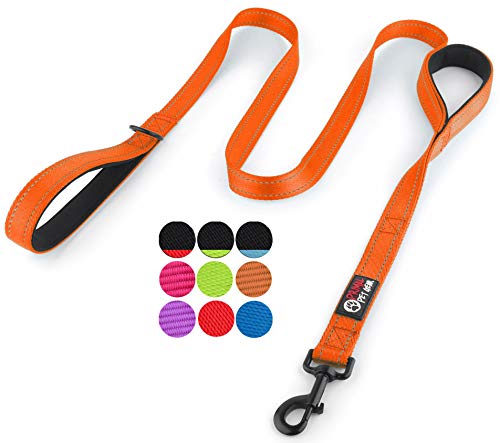 Primal Pet Gear Dog Leash 6ft Long - Traffic Padded Two Handle - Heavy Duty - Double Handles Lead for Control Safety Training - Leashes for Large Dogs or Medium Dogs (6FT, Orange)