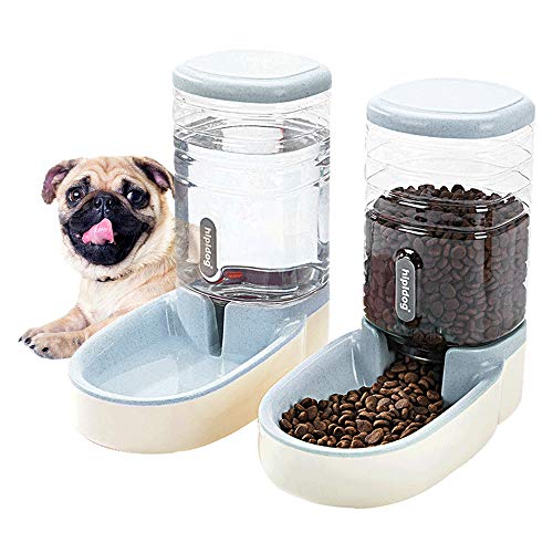 Happycat Pets Gravity Food and Water Dispenser Set,Small & Big Dogs and Cats