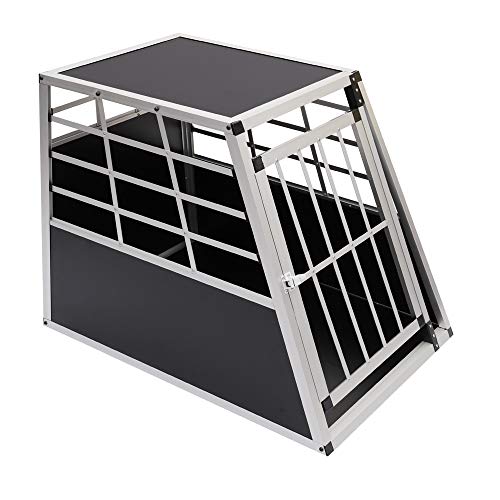WarmieHomy Heavy Duty Dog Carrier Alumium Dog Cat Crate Lockable Car Travel Transport Box Pet Kennel, 25.59" L x 35.82" W x 27.56" H