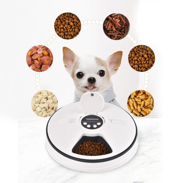 Automatic Pet Timing Feeder 6 Meals 6 Grids Cat Dog Electric Food Dispenser