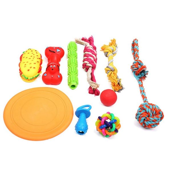 10 Pieces Dog Toys Set Interactive Funny Puppy