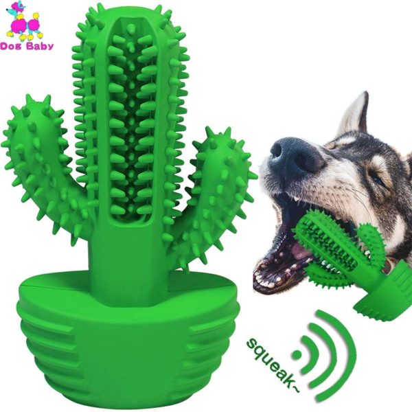 Cactus Shape Dog Squeaky Toy Natural rubber Dog Chew