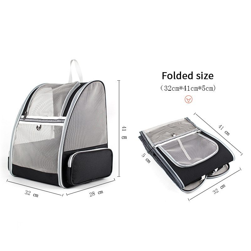 Foldable Pet Dog Carrier Backpack: Your Pet's Travel and Adventure Companion Foldable Pet Dog Carrier Backpack is the perfect travel and adventure companion for small dogs and cats. Whether you're embarking on a hiking expedition, a city stroll, or traveling with your furry friend, this backpack has got you covered. Made from durable RPET material+PVC, it's not only sturdy and easy to clean but also offers breathability, ensuring your pet's comfort. The front entrance with a zipper and a breathable mesh window provides excellent ventilation. The soft mat at the bottom is easily removable and washable, keeping your pet's space fresh and clean. This backpack features a large capacity and a lightweight design to meet the diverse needs of customers. It even includes side pockets for snacks, garbage bags, keys, and more. With its stylish design suitable for all seasons, this backpack is perfect for small pets. Make every adventure with your pet a breeze with this convenient and comfortable carrier. 🌟 Adventure Awaits Your Pet 🌟 - The Foldable Pet Dog Carrier Backpack is your pet's ultimate travel and adventure companion. Whether you're hiking, taking a leisurely stroll through the city, or embarking on a journey, this backpack ensures your pet is by your side, comfortably and securely. 🛡 Sturdy and Easy to Clean 🛡 - Made from RPET material+PVC, this backpack is built to withstand the demands of your pet's adventures. It's not only sturdy but also easy to clean, making it a durable choice for your furry friend.