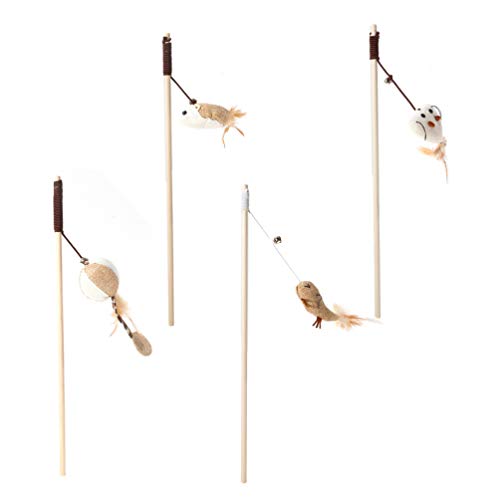 POPETPOP 4 Pcs Cat Wand Teasers Mouse Pumpkin