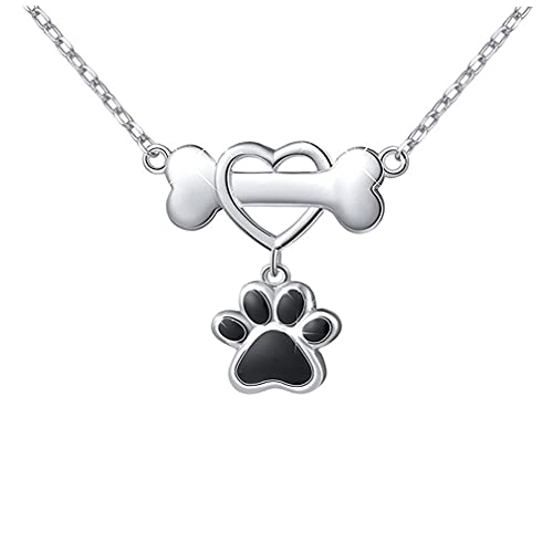Dog Paw Necklace Love Heart Pendant