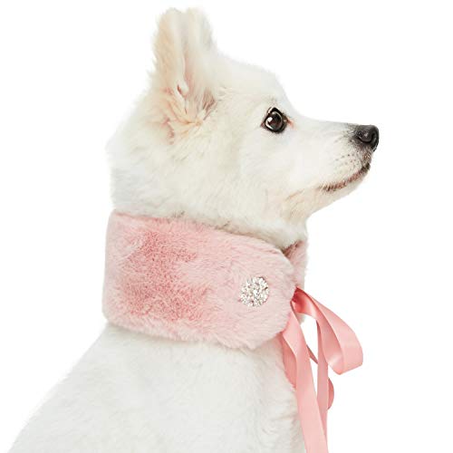 Faux Fur Dog Scarf with Princess-Like Diamonds