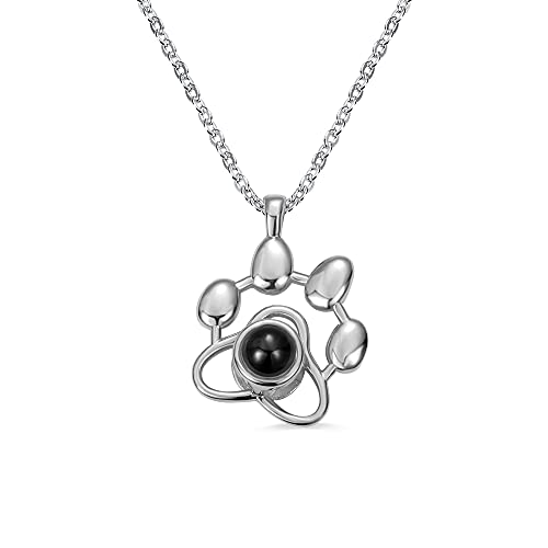 Sterling Silver Dog Paw Pendant Custom Photo Necklace