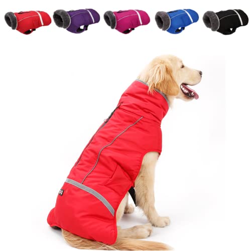 Doglay Reflective Dog Winter Coat with Thicken Furry Collar