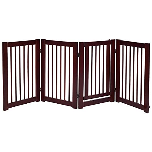 Pet Gate with Door Wooden Dog Gate with Walk Through Door