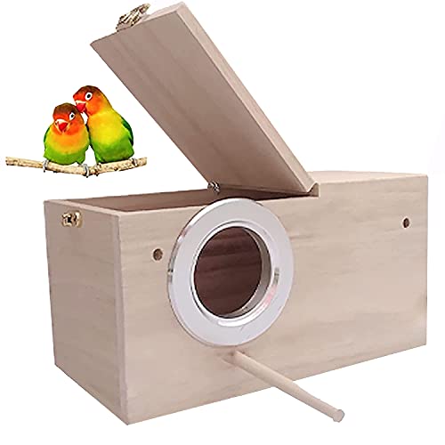 HANG Parakeet Nest Box Bird cage with Natural Pine Wood