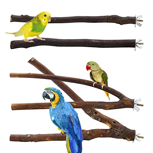4pcs Natural Wood Perches for Parrots Bird Cages