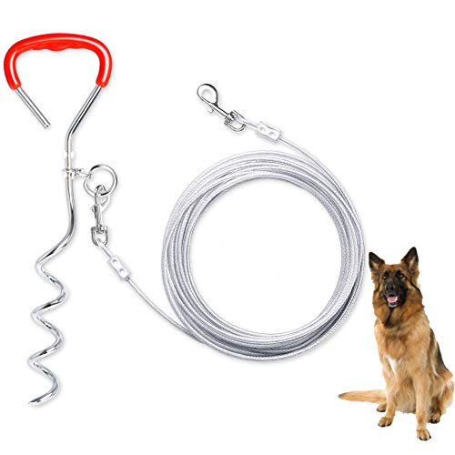 TNELTUEB 32 Ft Dog Tie Out Cable and Stake