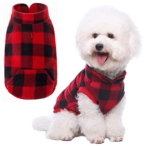 Plaid Dog Fleece Vest Clothes with Pocket