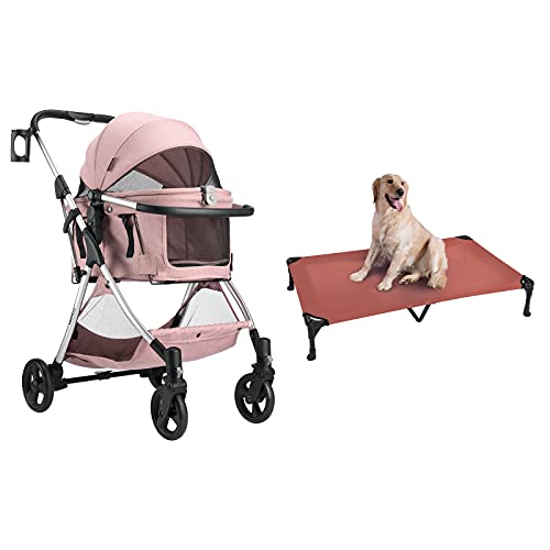 Veehoo X Large Elevated Dog Bed & Folding Pet Stroller